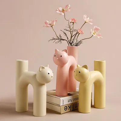 H Shaped Ceramic Cat Vase H Shaped Ceramic Cat Vase