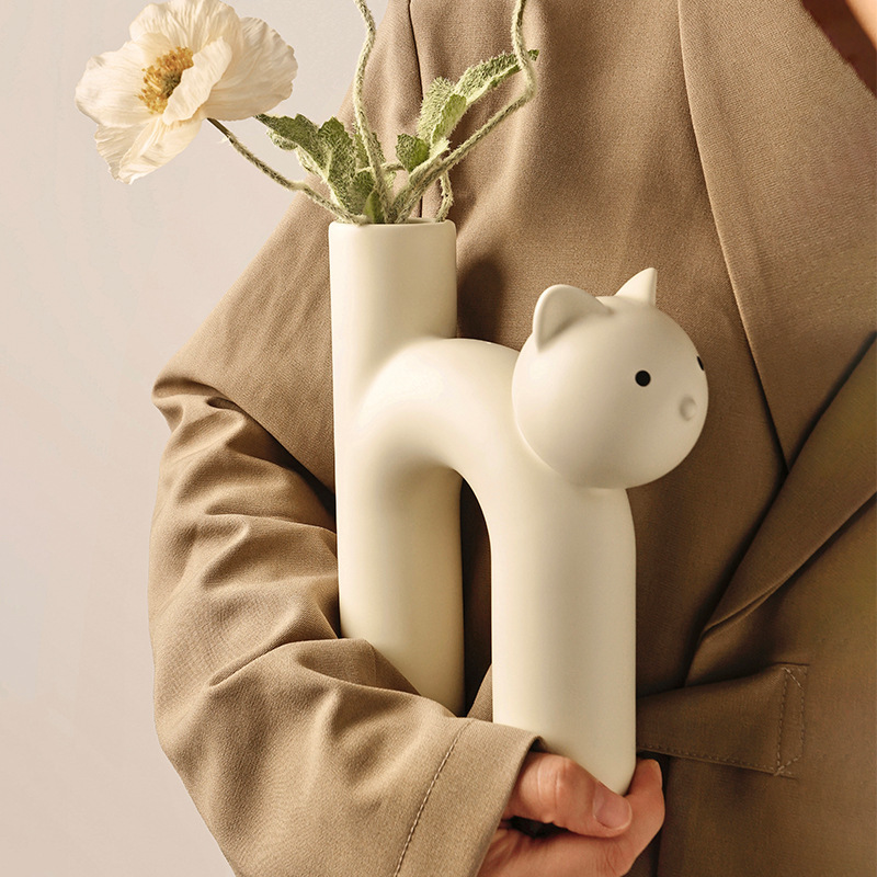 H Shaped Ceramic Cat Vase H Shaped Ceramic Cat Vase