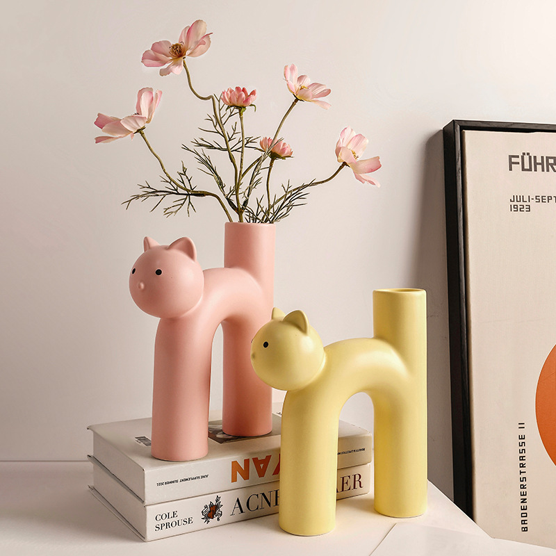 H Shaped Ceramic Cat Vase H Shaped Ceramic Cat Vase