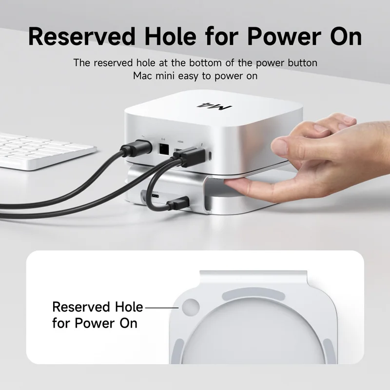 Hagibis USB C Hub with M.2 SSD Enclosure for Mac Mini M4/M4 Pro Stand Type-C Docking Station SSD Case USB3.2 Gen2 SD4.0