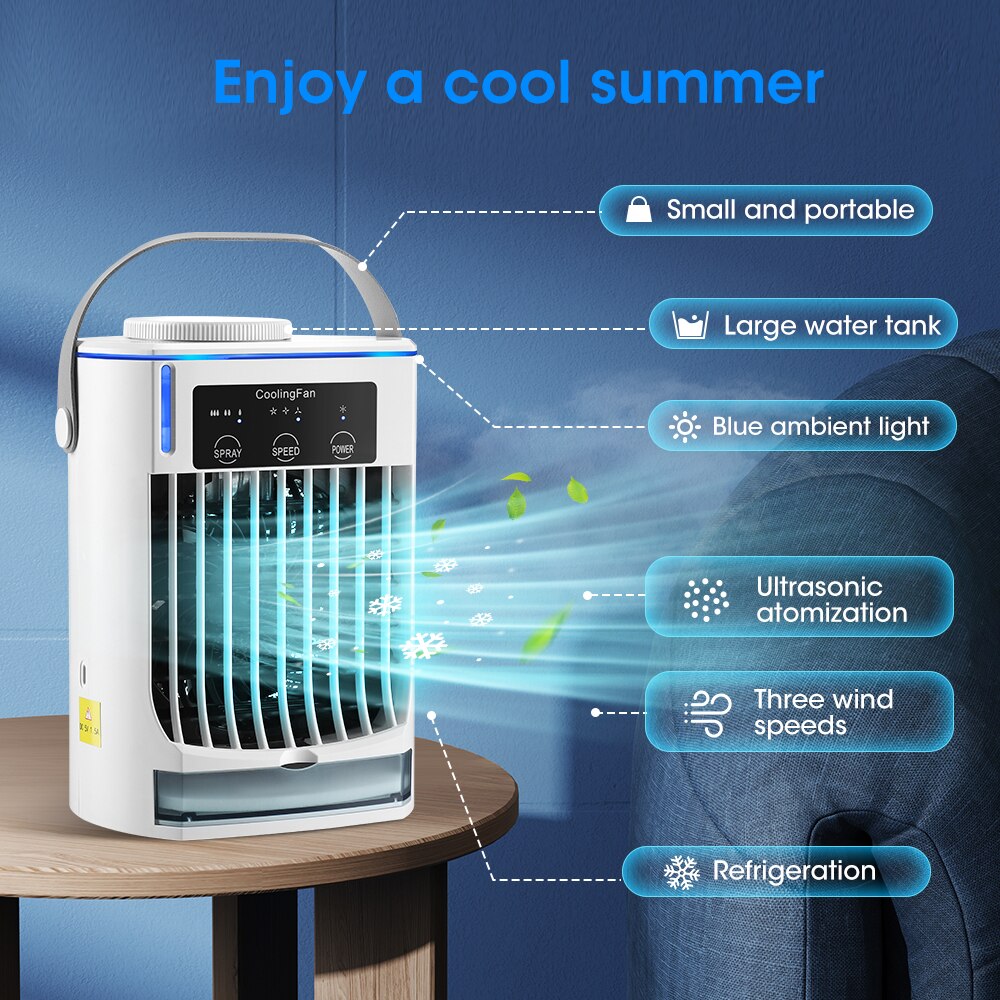 Haillicare Portable Air Cooler Desktop Cooling Fan Water Cooling Spray Fan USB Office Air Conditioning Cooler 500ml Haillicare Portable Air Cooler Desktop Cooling Fan Water Cooling Spray Fan USB Office Air Conditioning Cooler 500ml