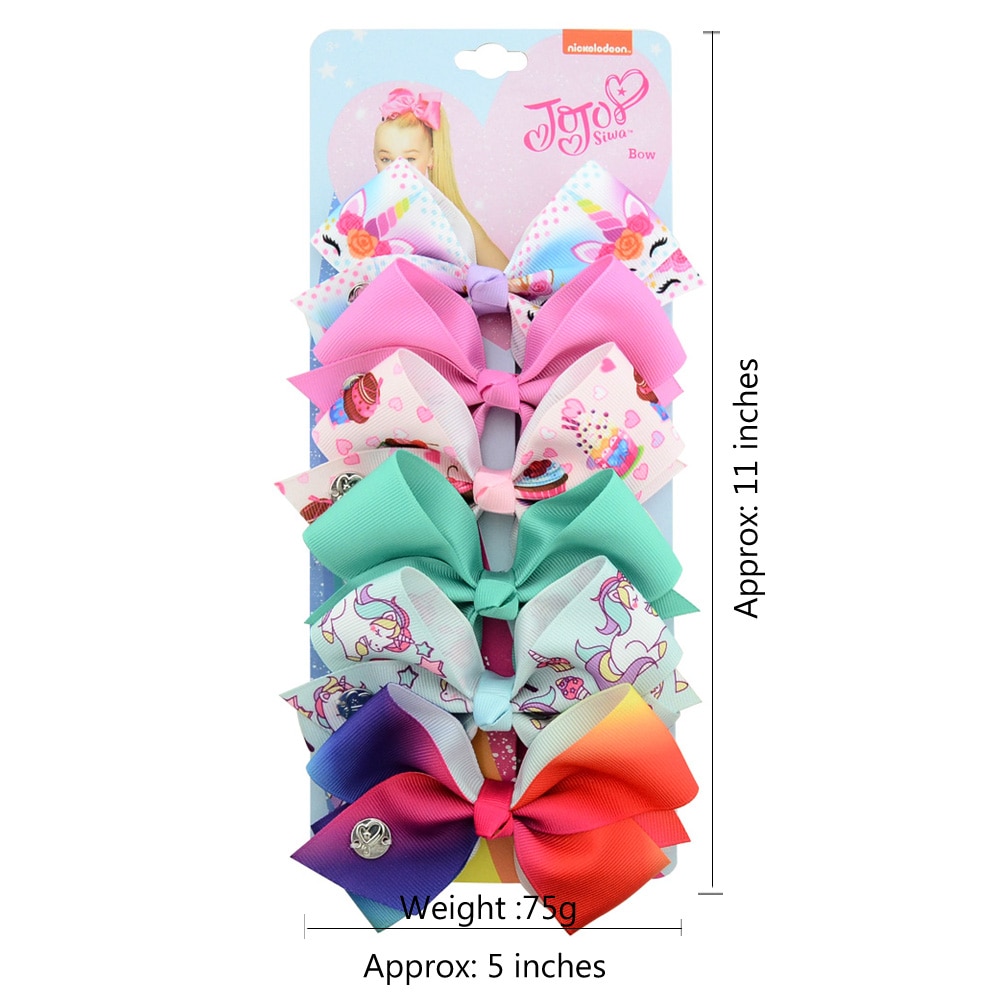 Hair Bows For Girls Colorful Ribbon (6 pieces)