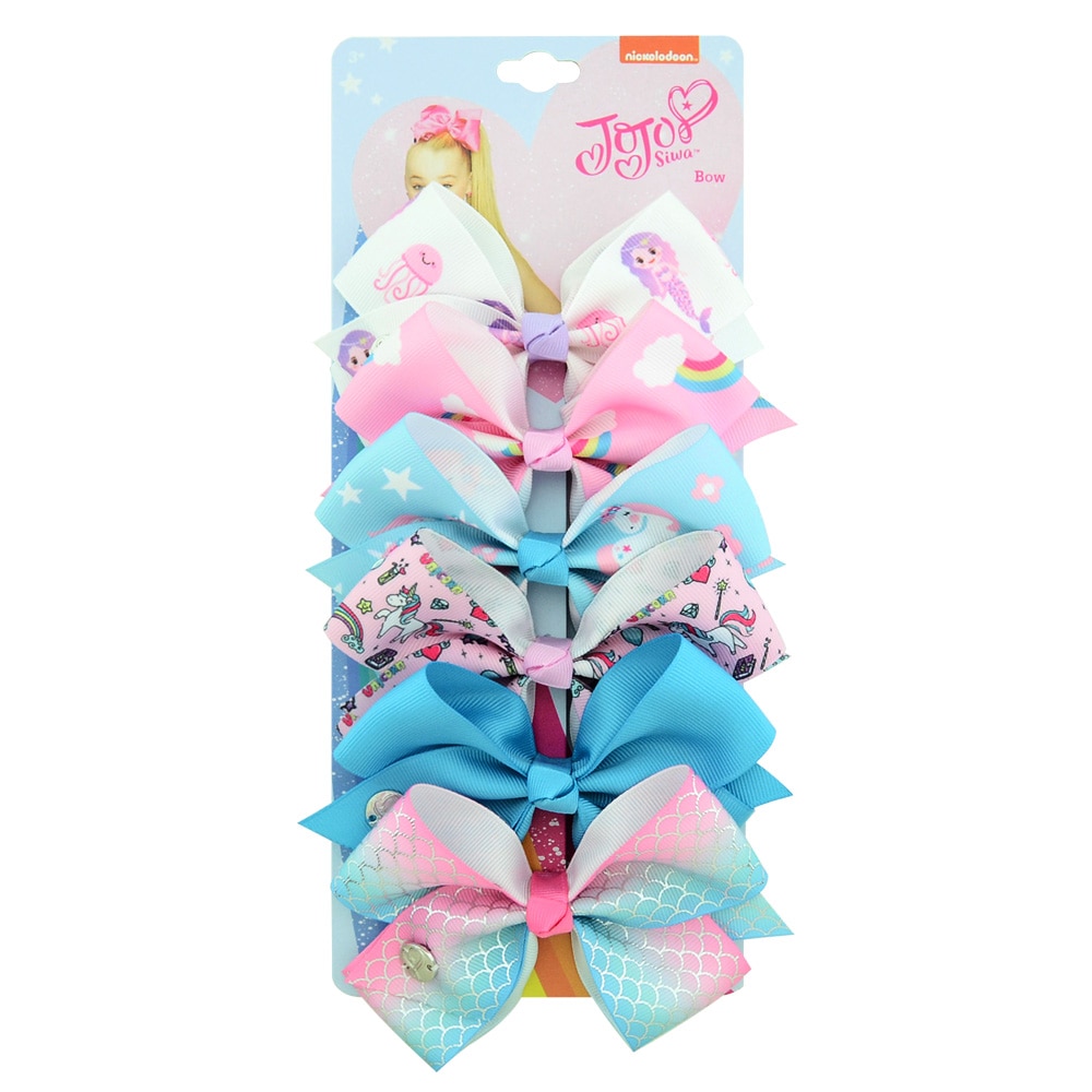 Hair Bows For Girls Colorful Ribbon (6 pieces)