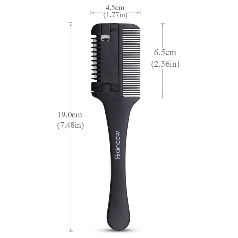 Hair Cutting Comb Black Handle Hair Brushes with Razor Blades Cutting Thinning Trimmin Hair Salon DIY Styling Tools