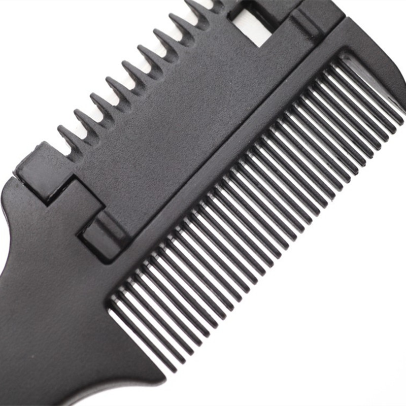 Hair Cutting Comb Black Handle Hair Brushes with Razor Blades Cutting Thinning Trimmin Hair Salon DIY Styling Tools