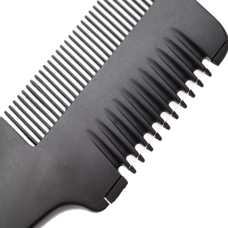 Hair Cutting Comb Black Handle Hair Brushes with Razor Blades Cutting Thinning Trimmin Hair Salon DIY Styling Tools