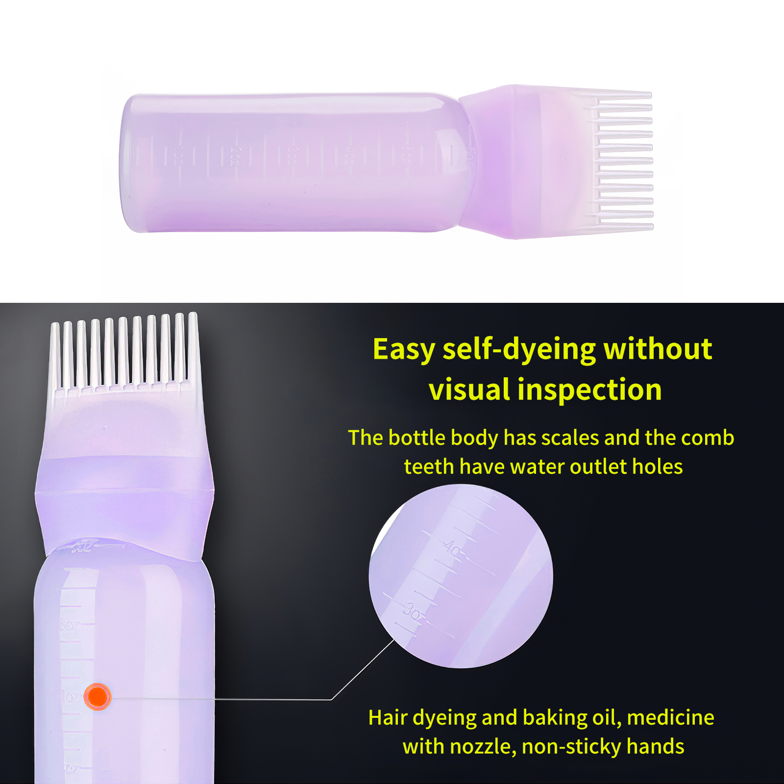 Hair Dye Applicator Bottle with Comb Tip