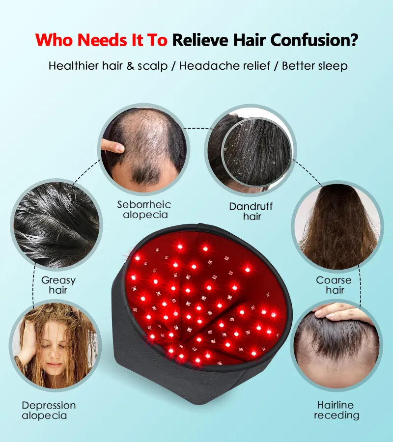 Hair Growth Cap Anti Hair Loss Head Massage Stress Relief Electric Scalp Massager Infrared Light Relaxation Therapy Led