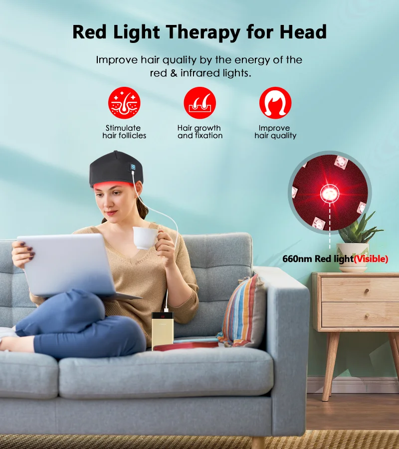 Hair Growth Cap Anti Hair Loss Head Massage Stress Relief Electric Scalp Massager Infrared Light Relaxation Therapy Led