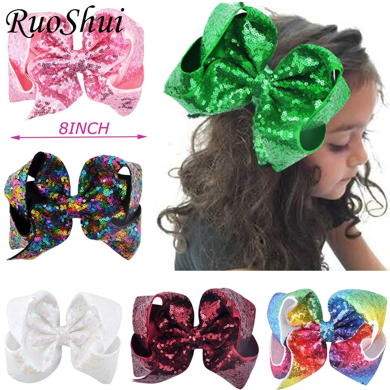 Hair Ribbon 8 Inch Sequin Bow Clip Hair Ribbon 8 Inch Sequin Bow Clip