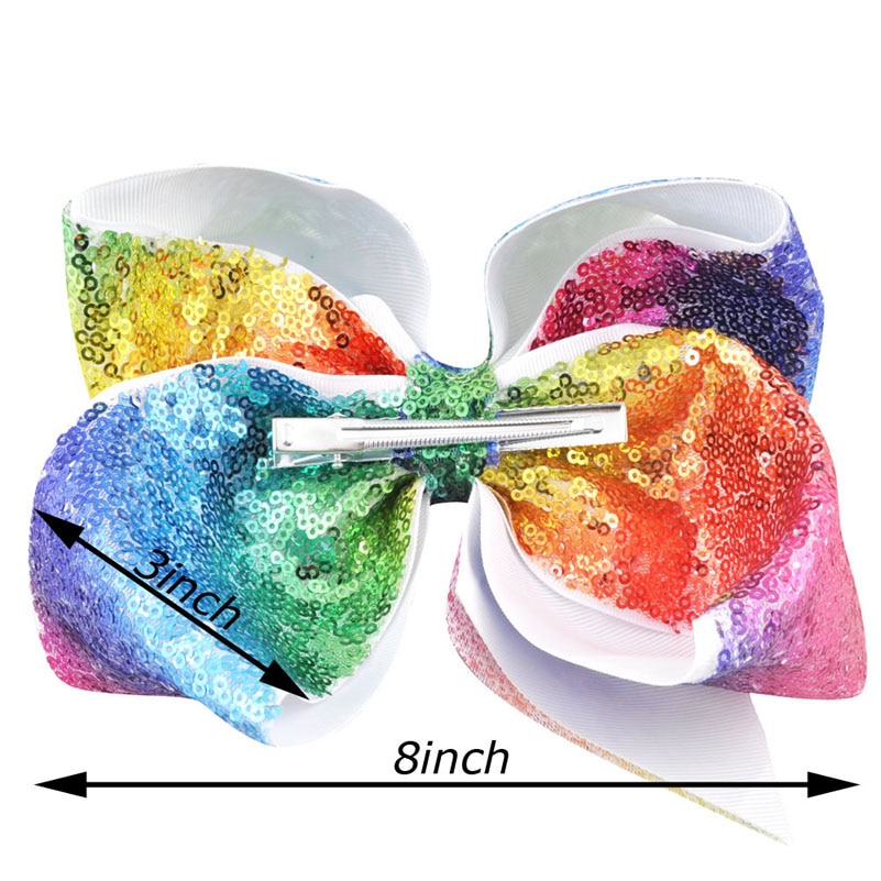 Hair Ribbon 8 Inch Sequin Bow Clip Hair Ribbon 8 Inch Sequin Bow Clip