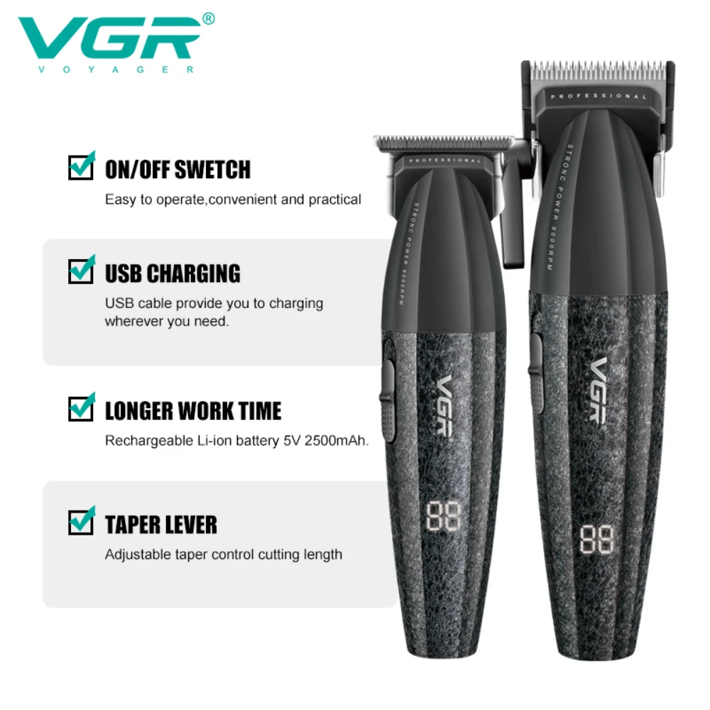 Hair Trimmer Professional Electric Hair Clipper Barber Hair Cutting Machine 9000 RPM Haircut Metal Trimmer for Men V-640 Hair Trimmer Professional Electric Hair Clipper Barber Hair Cutting Machine 9000 RPM Haircut Metal Trimmer for Men V-640