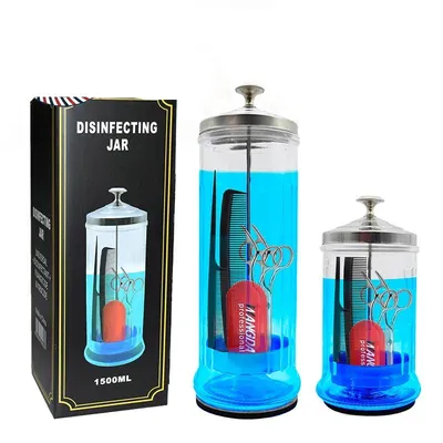 Hairdressing Sterilization Bottle Glass Scissors Comb Stainless Steel Cover Haircut Disinfecting Jar Salon Sterilizing Hairdressing Sterilization Bottle Glass Scissors Comb Stainless Steel Cover Haircut Disinfecting Jar Salon Sterilizing