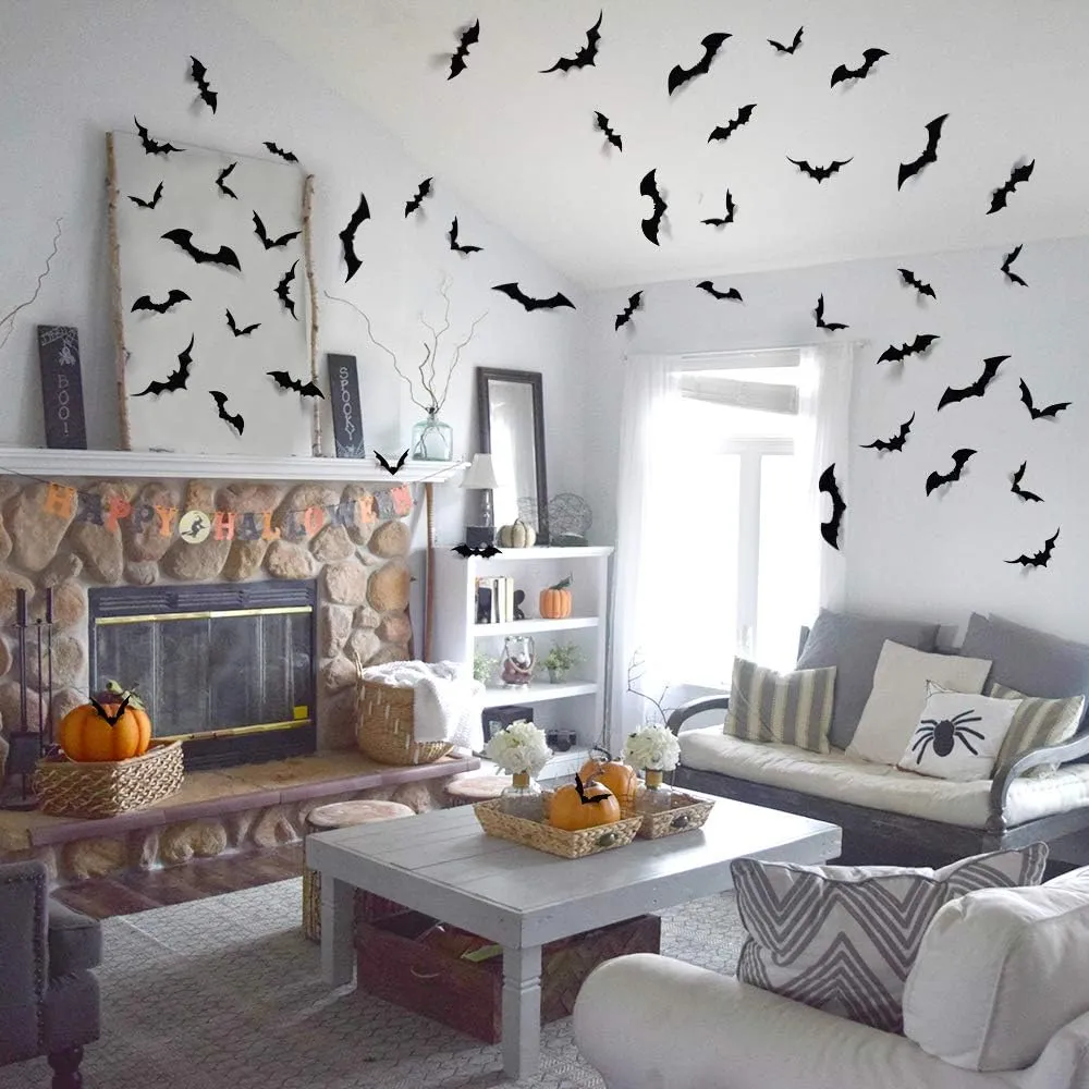 Halloween 3D Bat Decorations (120 pcs)