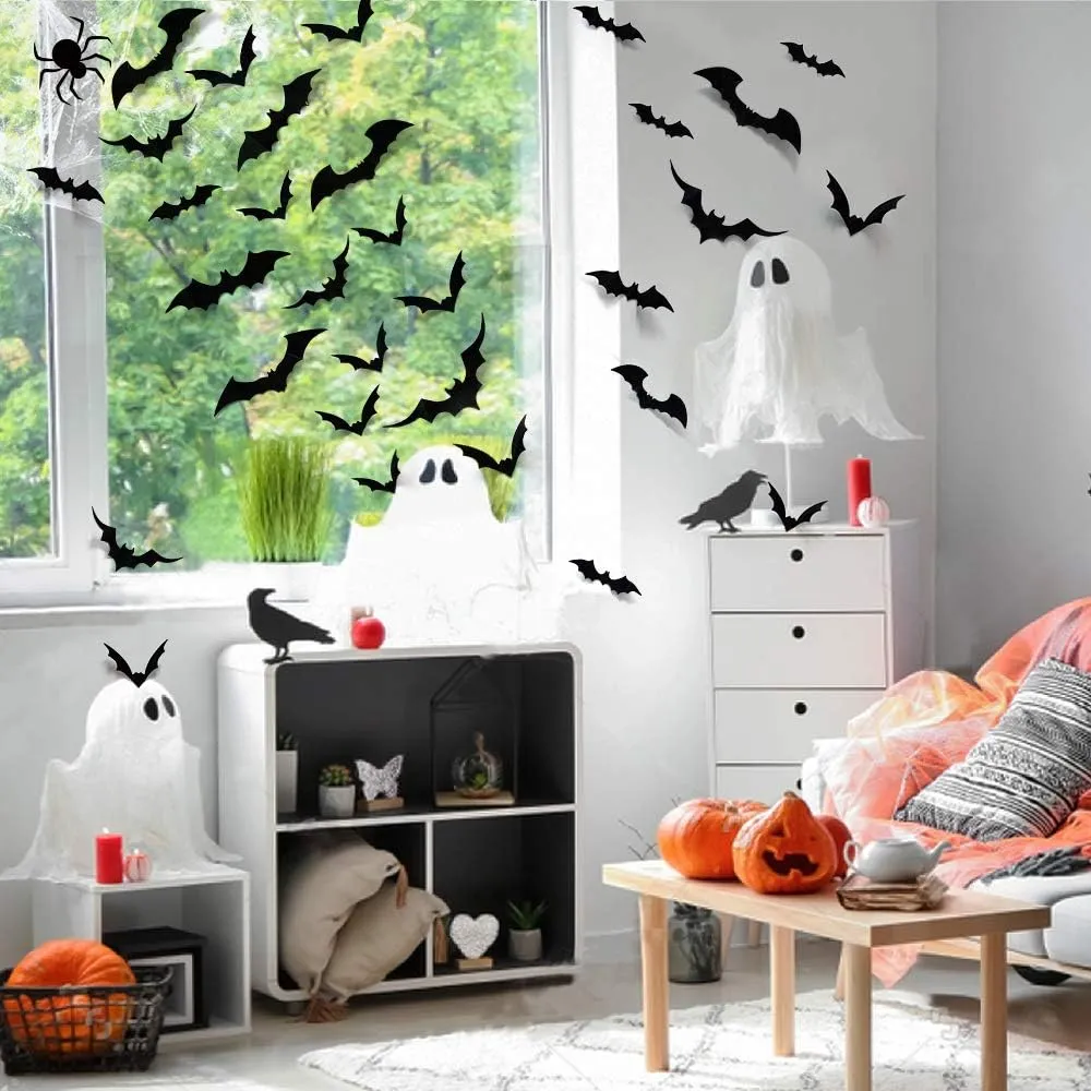 Halloween 3D Bat Decorations (120 pcs)