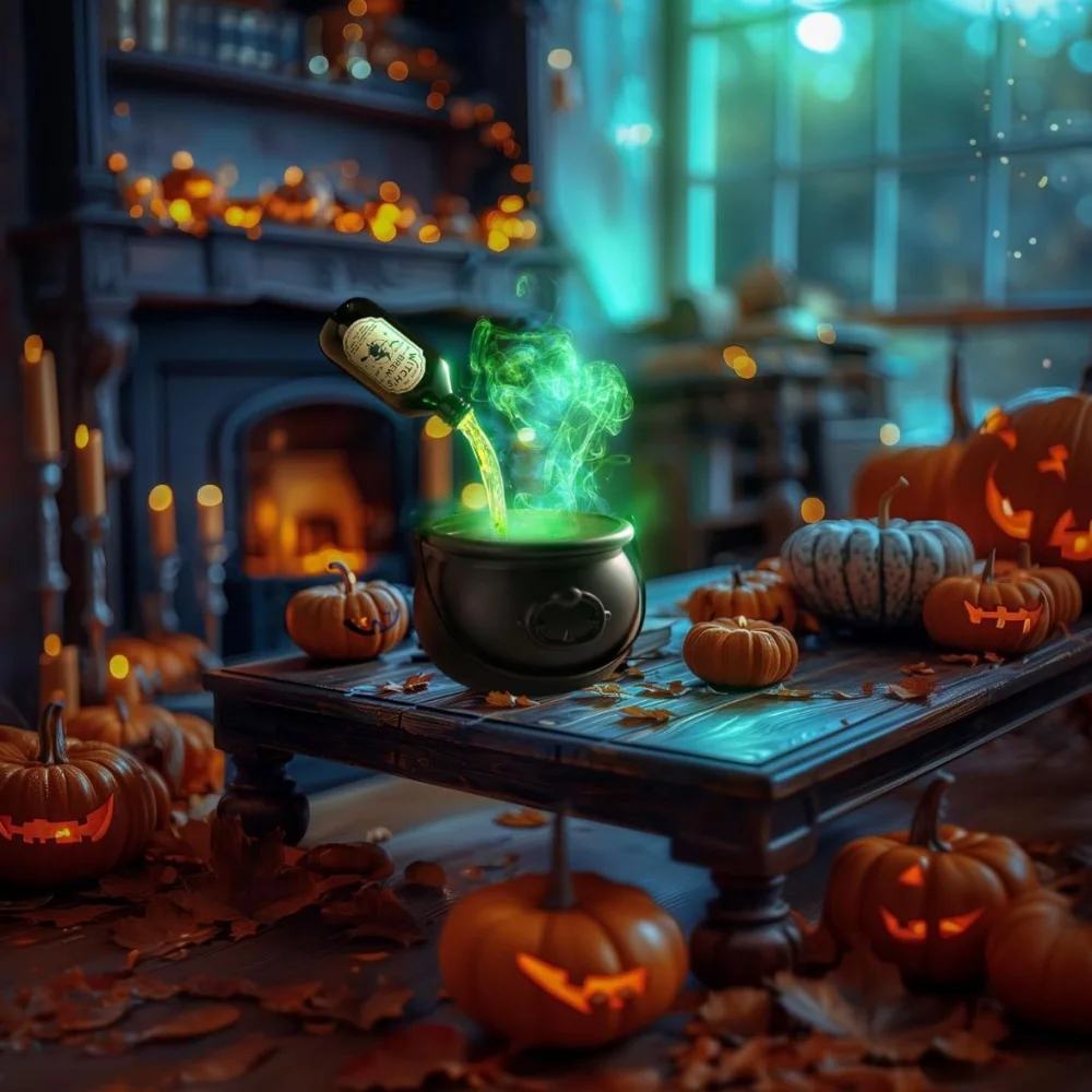 Halloween Black Witch Bowl Magic Float Bottle and Diffuser Horror House Decoration Hocus Pocus Party Scary Props Halloween Black Witch Bowl Magic Float Bottle and Diffuser Horror House Decoration Hocus Pocus Party Scary Props