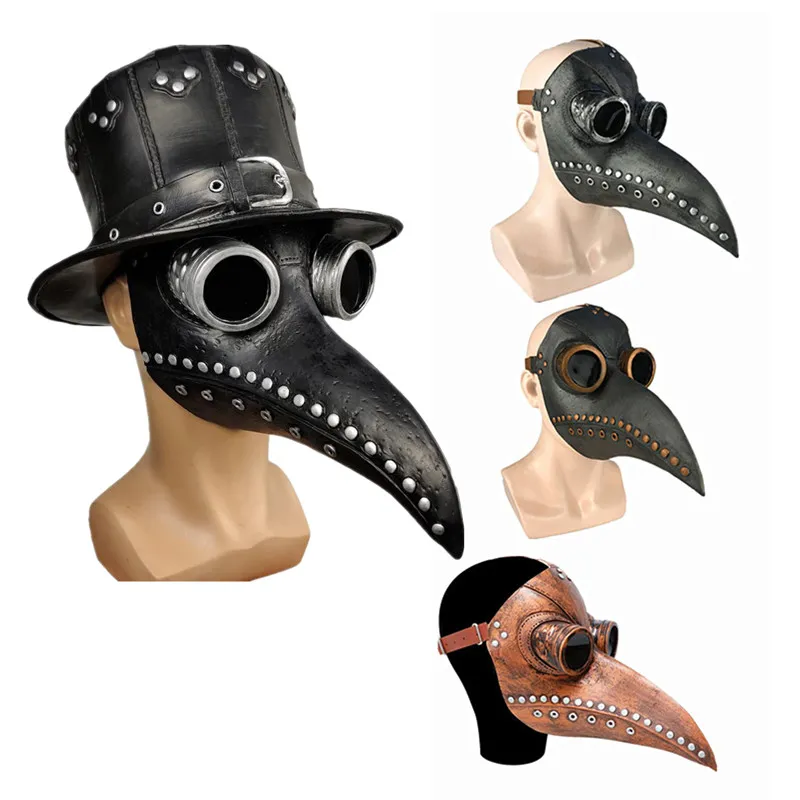 Halloween Cloak Plague Doctor Mask Cosplay Costume Sorcerer Long Shirt Hooded Black Robe Adult and Child Holiday