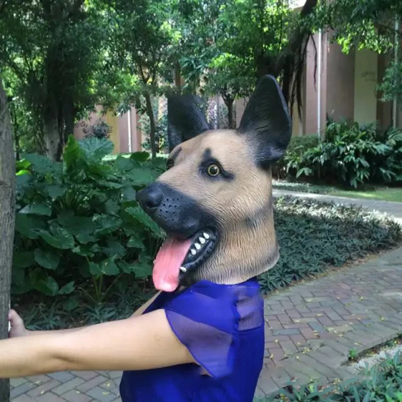 Halloween German Shepherd Latex Dog Head Animal Mask Full Face Adult Mask Masquerade Fancy Dress Cosplay Costume Props Halloween German Shepherd Latex Dog Head Animal Mask Full Face Adult Mask Masquerade Fancy Dress Cosplay Costume Props