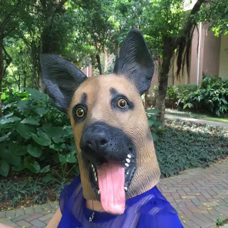 Halloween German Shepherd Latex Dog Head Animal Mask Full Face Adult Mask Masquerade Fancy Dress Cosplay Costume Props Halloween German Shepherd Latex Dog Head Animal Mask Full Face Adult Mask Masquerade Fancy Dress Cosplay Costume Props