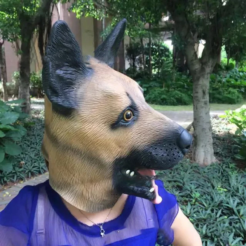 Halloween German Shepherd Latex Dog Head Animal Mask Full Face Adult Mask Masquerade Fancy Dress Cosplay Costume Props Halloween German Shepherd Latex Dog Head Animal Mask Full Face Adult Mask Masquerade Fancy Dress Cosplay Costume Props