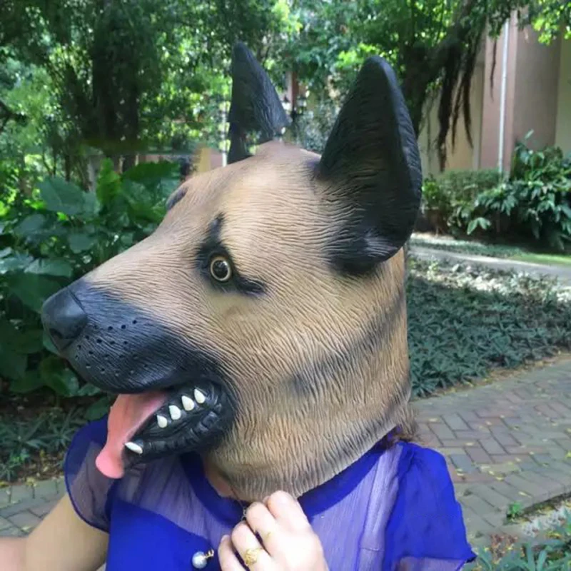 Halloween German Shepherd Latex Dog Head Animal Mask Full Face Adult Mask Masquerade Fancy Dress Cosplay Costume Props Halloween German Shepherd Latex Dog Head Animal Mask Full Face Adult Mask Masquerade Fancy Dress Cosplay Costume Props