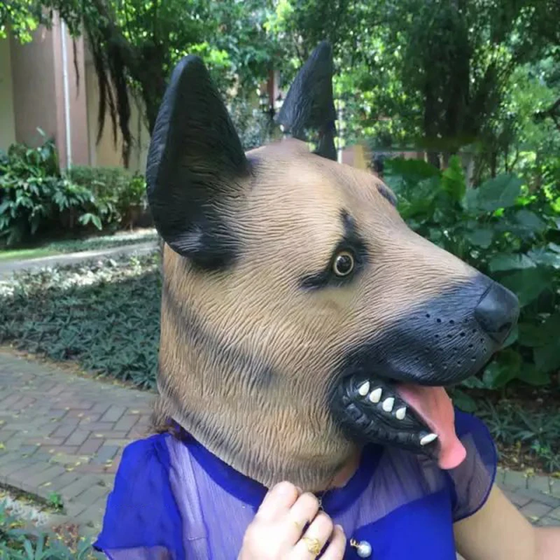 Halloween German Shepherd Latex Dog Head Animal Mask Full Face Adult Mask Masquerade Fancy Dress Cosplay Costume Props Halloween German Shepherd Latex Dog Head Animal Mask Full Face Adult Mask Masquerade Fancy Dress Cosplay Costume Props