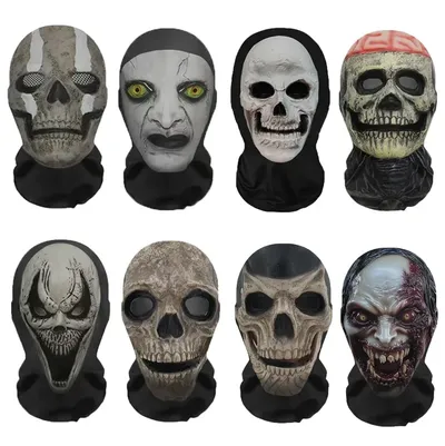 Halloween Ghost Face 3D Printed Mask Stretch Mesh Full Face Mask Skull Role Play Headdress Halloween Cosplay Horror Halloween Ghost Face 3D Printed Mask Stretch Mesh Full Face Mask Skull Role Play Headdress Halloween Cosplay Horror