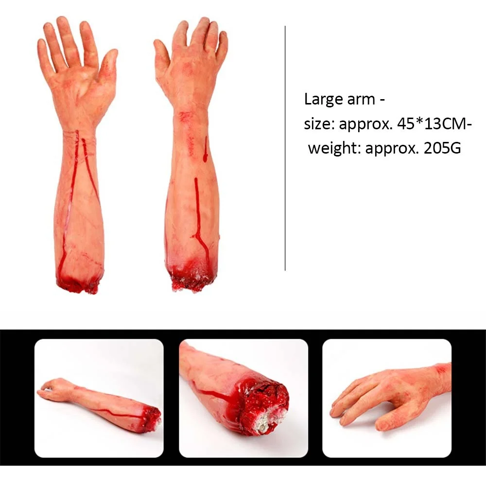 Halloween Horror Props Bloody Hand Haunted House Party Decoration Scary Fake Hand Finger Leg Foot Brain Heart Halloween