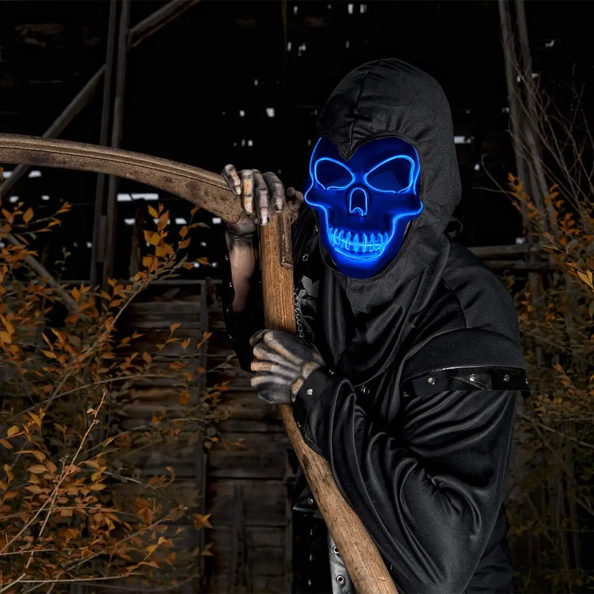 Halloween Horror Skull Mask LED Cold Light Mask LED Halloween Mask Cosplay Mask Halloween Party Decoration Luminous
