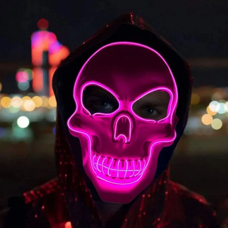 Halloween Horror Skull Mask LED Cold Light Mask LED Halloween Mask Cosplay Mask Halloween Party Decoration Luminous