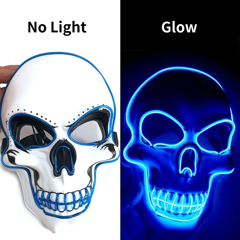 Halloween Horror Skull Mask LED Cold Light Mask LED Halloween Mask Cosplay Mask Halloween Party Decoration Luminous