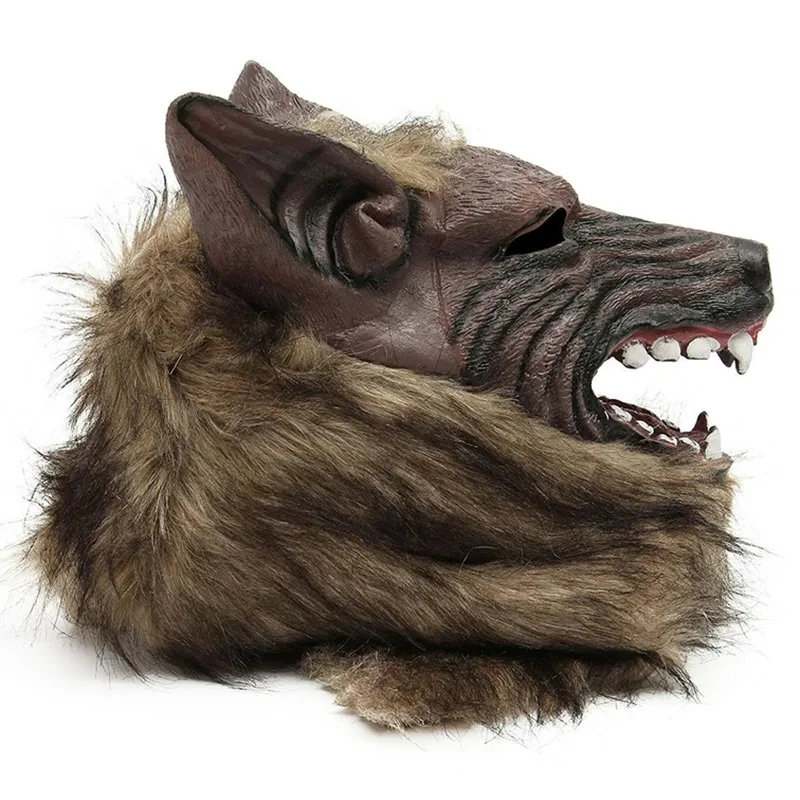 Halloween Latex Rubber Wolf Head Hair Mask Werewolf Gloves Costume Party Scary Decor Halloween Latex Rubber Wolf Head Hair Mask Werewolf Gloves Costume Party Scary Decor