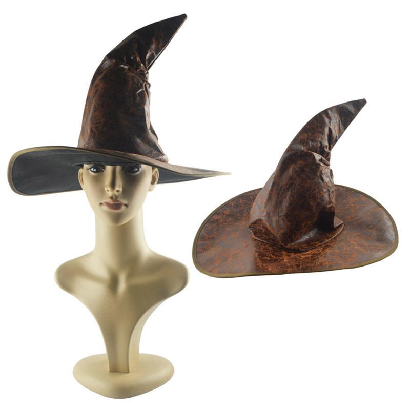 Halloween Leather Witch Hat Prop