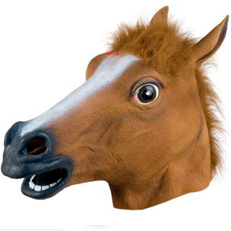 Halloween Mask Ball Cosplay Latex Horse Head Mask Animal Head Set Horse Mask Dog Horse Jun Horse Mask
