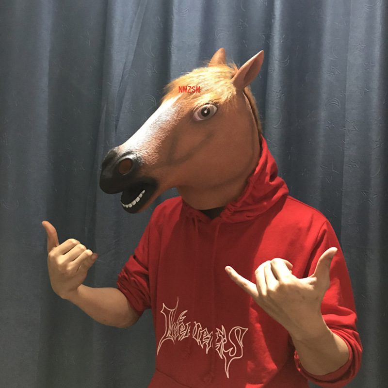 Halloween Mask Ball Cosplay Latex Horse Head Mask Animal Head Set Horse Mask Dog Horse Jun Horse Mask