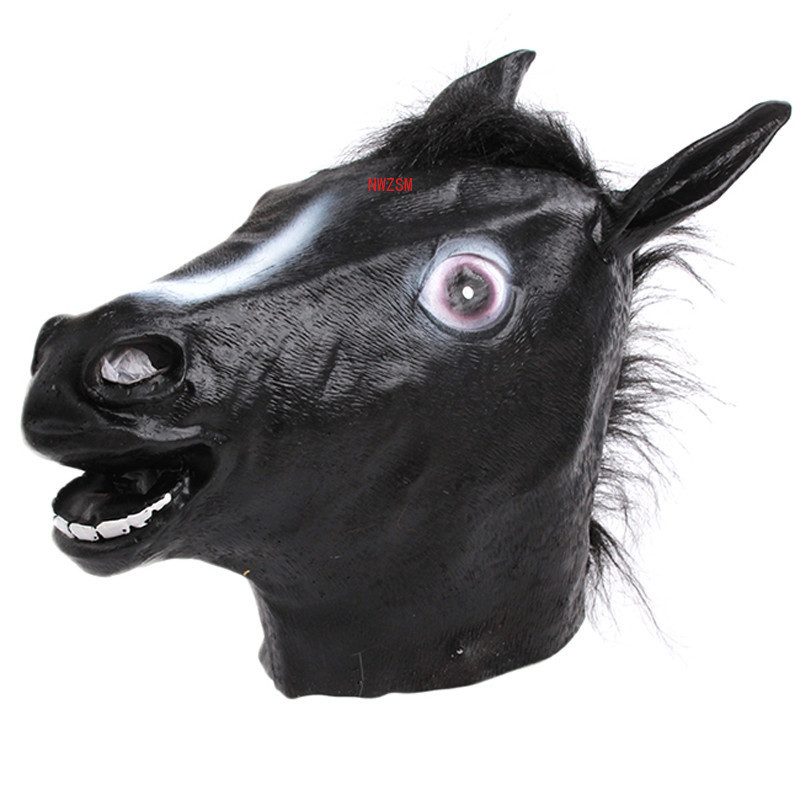 Halloween Mask Ball Cosplay Latex Horse Head Mask Animal Head Set Horse Mask Dog Horse Jun Horse Mask