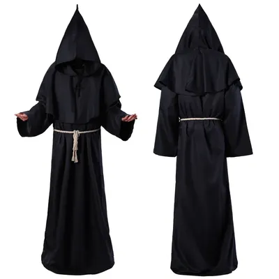 Halloween Medieval Christian Friar Priest Robes Witch Wizard Cloak Cape Party Death Ghost Vampire Devil Cosplay Costumes Halloween Medieval Christian Friar Priest Robes Witch Wizard Cloak Cape Party Death Ghost Vampire Devil Cosplay Costumes