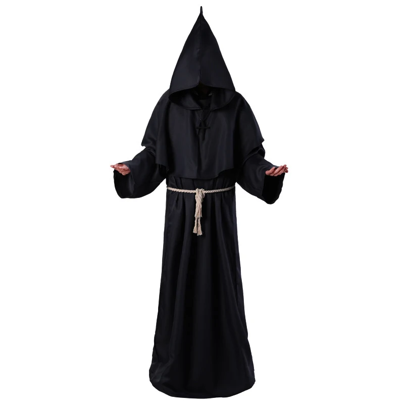 Halloween Medieval Christian Friar Priest Robes Witch Wizard Cloak Cape Party Death Ghost Vampire Devil Cosplay Costumes Halloween Medieval Christian Friar Priest Robes Witch Wizard Cloak Cape Party Death Ghost Vampire Devil Cosplay Costumes