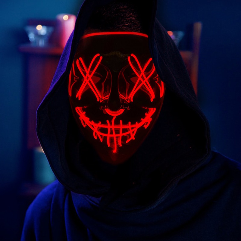 Halloween Neon Led Purge Mask Masque Masquerade Party Masks Light Grow in the Dark Horror Mask Glowing Masker Halloween Neon Led Purge Mask Masque Masquerade Party Masks Light Grow in the Dark Horror Mask Glowing Masker