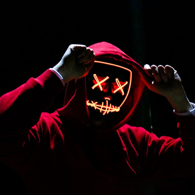 Halloween Neon Led Purge Mask Masque Masquerade Party Masks Light Grow in the Dark Horror Mask Glowing Masker Halloween Neon Led Purge Mask Masque Masquerade Party Masks Light Grow in the Dark Horror Mask Glowing Masker