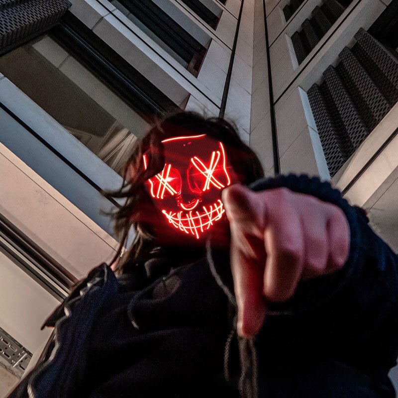 Halloween Neon Led Purge Mask Masque Masquerade Party Masks Light Grow in the Dark Horror Mask Glowing Masker Halloween Neon Led Purge Mask Masque Masquerade Party Masks Light Grow in the Dark Horror Mask Glowing Masker