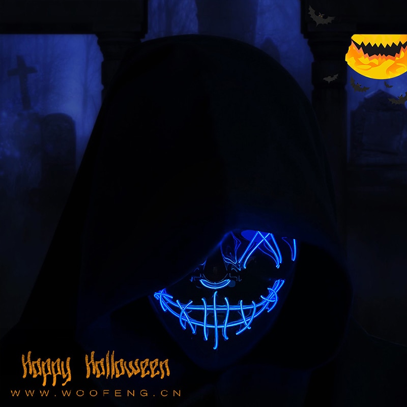 Halloween Neon Led Purge Mask Masque Masquerade Party Masks Light Grow in the Dark Horror Mask Glowing Masker Halloween Neon Led Purge Mask Masque Masquerade Party Masks Light Grow in the Dark Horror Mask Glowing Masker