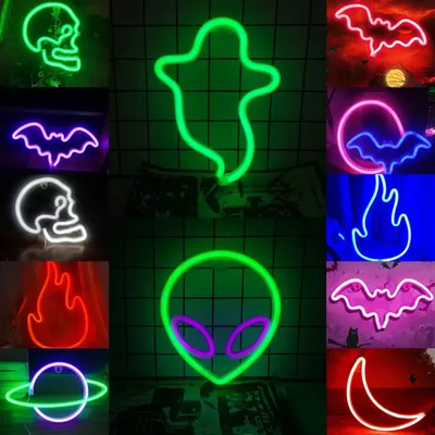 Halloween Neon Lights, USB/Battery Powered, Halloween Room Party Game Room, Bedroom, Party LED Indoor Night Lights Halloween Neon Lights, USB/Battery Powered, Halloween Room Party Game Room, Bedroom, Party LED Indoor Night Lights