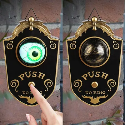 Halloween One Eyed Doorbell Haunted Decoration Horror Props Glowing Hanging Piece Door Hanging Doorbell Eyeball Bell