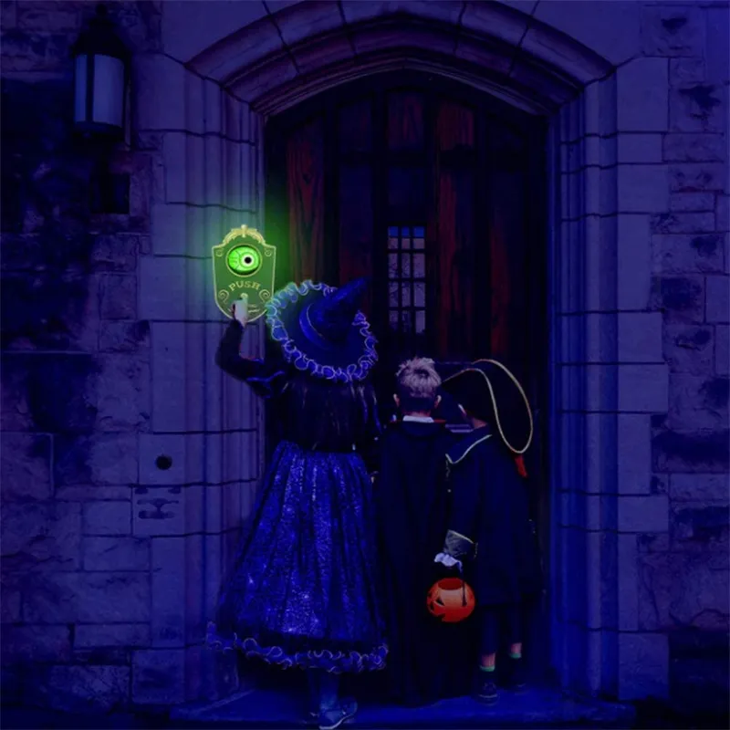 Halloween One Eyed Doorbell Haunted Decoration Horror Props Glowing Hanging Piece Door Hanging Doorbell Eyeball Bell