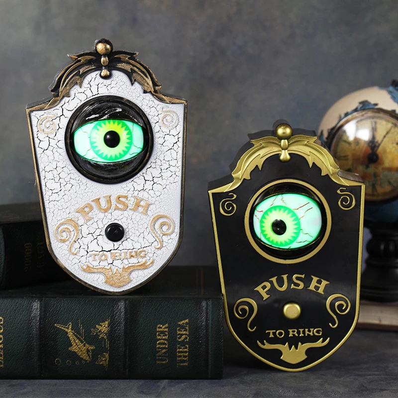 Halloween One Eyed Doorbell Haunted Decoration Horror Props Glowing Hanging Piece Door Hanging Doorbell Eyeball Bell