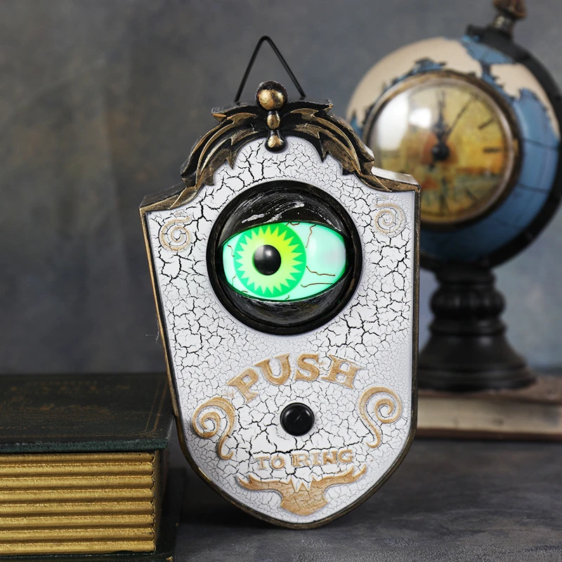 Halloween One Eyed Doorbell Haunted Decoration Horror Props Glowing Hanging Piece Door Hanging Doorbell Eyeball Bell