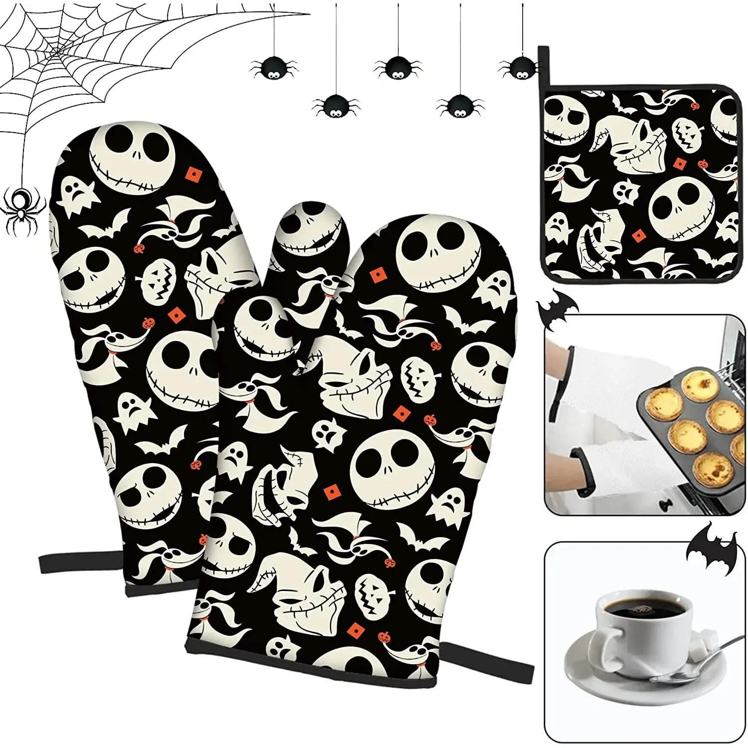 Halloween Oven Mitts with Pot Holder