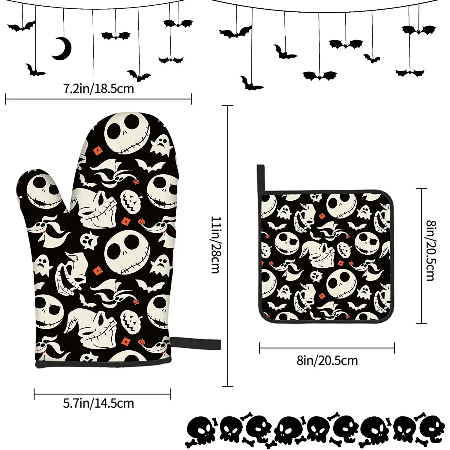 Halloween Oven Mitts with Pot Holder