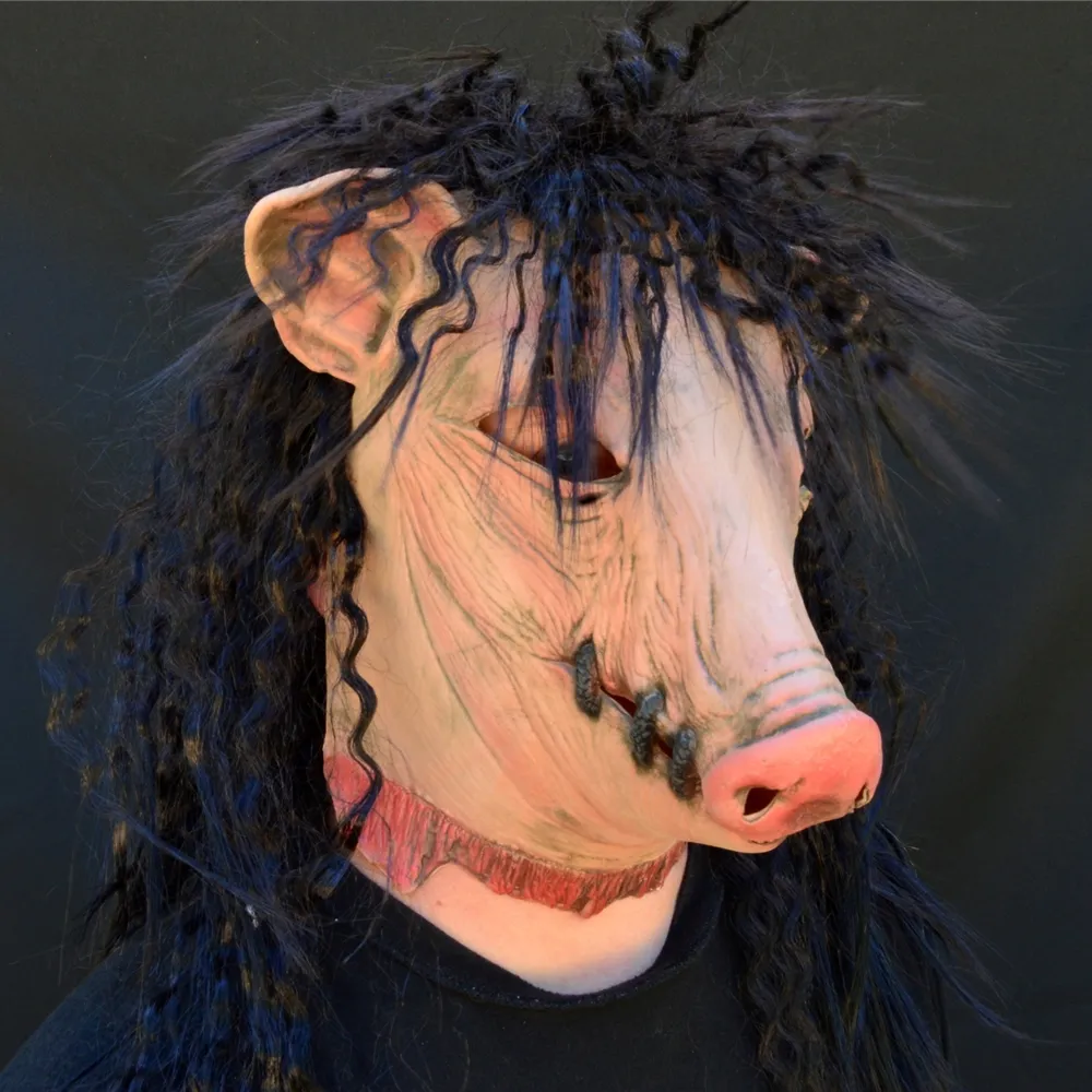 Halloween Scary Saw Pig Head Mask Cosplay Party Horrible Animal Masks Horror Adult Costume